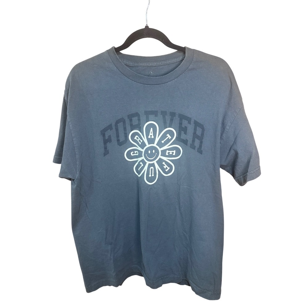 Grateful Apparel Forever Grateful Daisy Smiley Face T-Shirt Gray Mens Large L